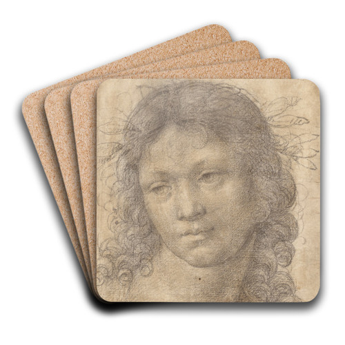 The Head of a Young Boy Crowned with Laurel by Lorenzo di Credi Art Drink Coaster set