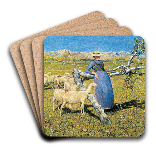 High Noon in the Alps by Giovanni Segantini Art Drink Coaster set