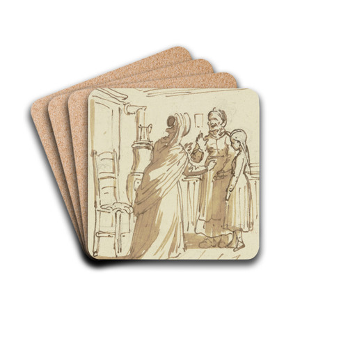Zwei Frauen und ein Kind in einem Zimmer by Eugen Klimsch Drink Coasters - set of 4