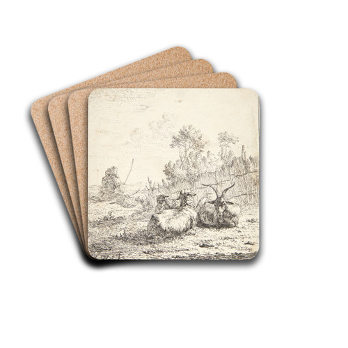To fr og en ged by Karel Dujardin Drink Coasters - set of 4