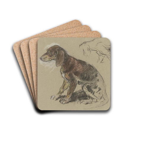 Sitzender Dackel nach links by Anton Burger Drink Coasters - set of 4 Sitzender Dackel nach links by Anton Burger Drink Coasters - set of 4
