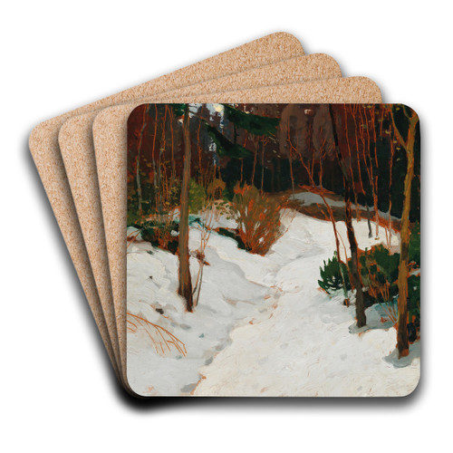 Winter forest by Alfred Poell Art Drink Coaster set