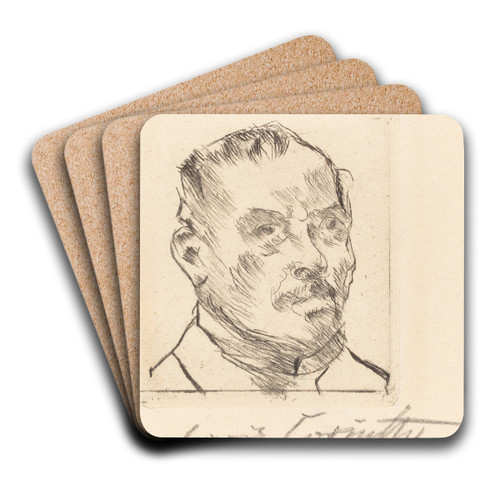 Self-Portrait (Selbstbildnis (Kopf)) by Lovis Corinth Art Drink Coaster set Self-Portrait (Selbstbildnis (Kopf)) by Lovis Corinth Art Drink Coaster set