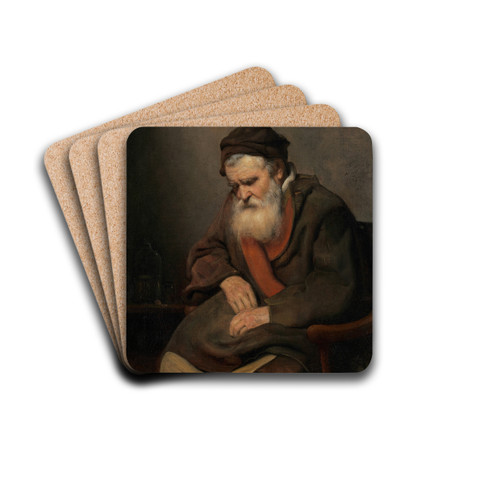 Old Man Asleep by Abraham Van Dijck Drink Coasters - set of 4