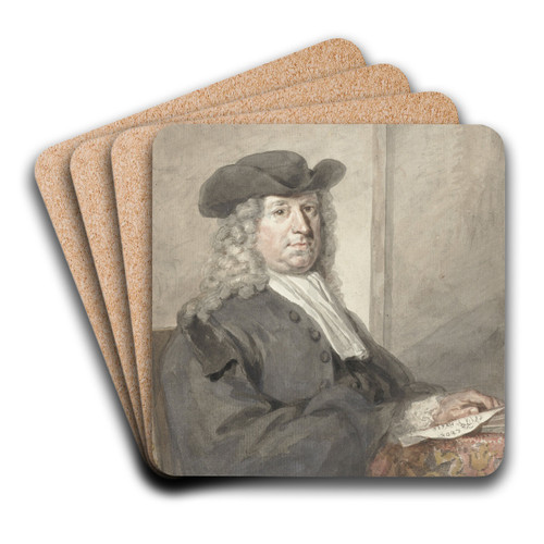 Portret van een man met een hoed en een grijze pruik, naar rechts, Aert Schouman (possibly), 1720 - 1792 by Aert Schouman Art Drink Coaster set