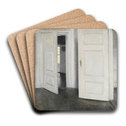 White doors, strandgade 30 by Vilhelm Hammershi Art Drink Coaster set