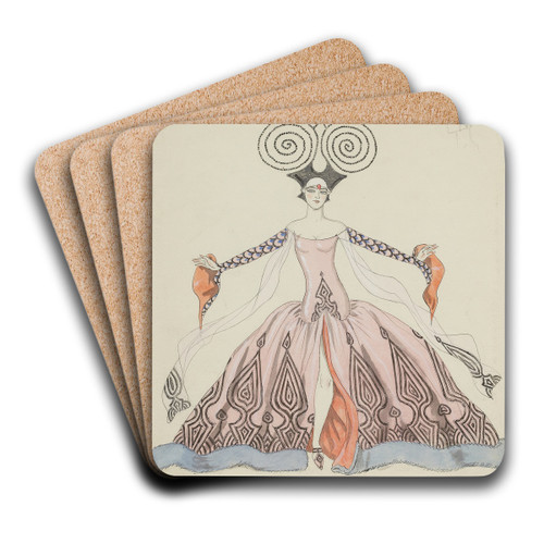 Costume Drawing by George Barbier Art Drink Coaster set