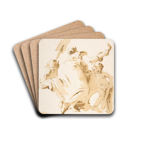 River God with an Oar, Woman Holding a Serpent, and a Standing Nude Boy by Giovanni Battista Tiepolo Drink Coasters - set of 4