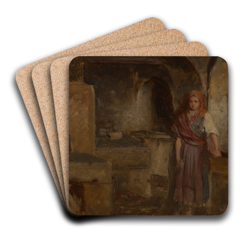Girl in the Kitchen by Aleksander Kotsis Art Drink Coaster set