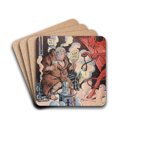 When the ice man gets there by Louis Glackens Drink Coasters - set of 4 When the ice man gets there by Louis Glackens Drink Coasters - set of 4