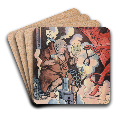 When the ice man gets there by Louis Glackens Art Drink Coaster set When the ice man gets there by Louis Glackens Art Drink Coaster set