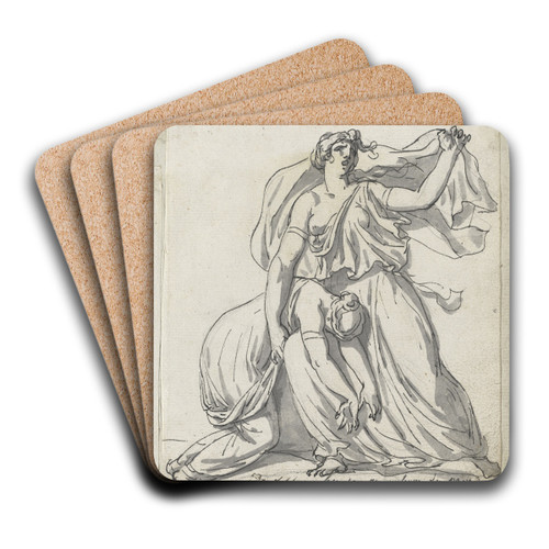 Niobe and Her Daughter by Jacques Louis David Art Drink Coaster set