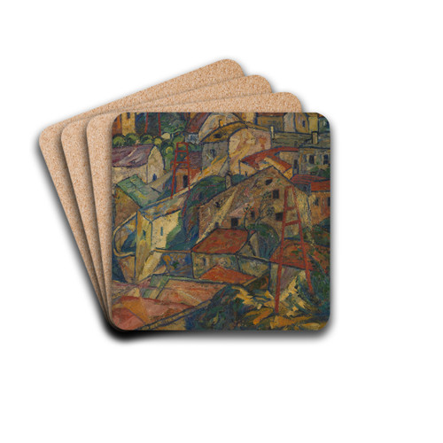 Krumauer Stadtlandschaft by Anton Emanuel Peschka Drink Coasters - set of 4