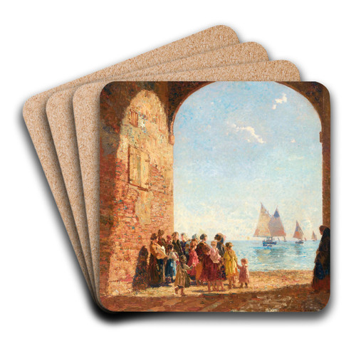 Die Ankunft der Fischer by Beppe Ciardi Art Drink Coaster set Die Ankunft der Fischer by Beppe Ciardi Art Drink Coaster set