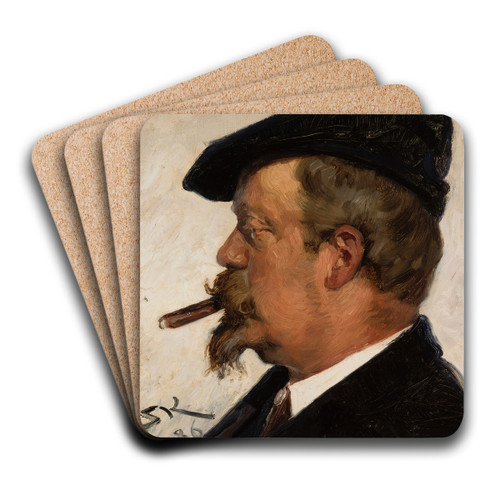 Portrait of Vilhelm Rosenstand by Peder Severin Kryer Art Drink Coaster set