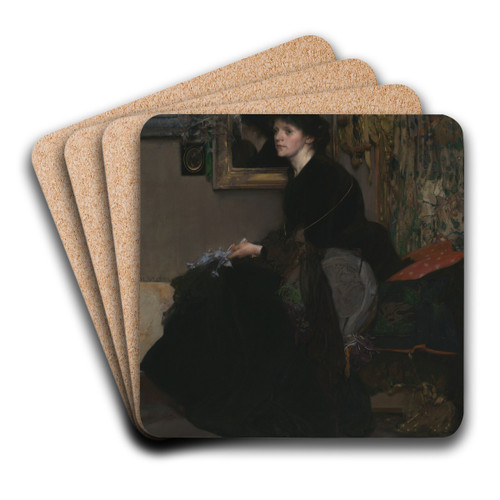 The Blue Thistle by Emile Vloors Art Drink Coaster set