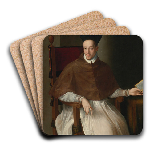 Portrait Of A Cleric by Alessandro Allori Art Drink Coaster set