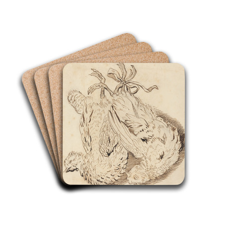 Two Dead Chickens by British 18th Century Drink Coasters - set of 4