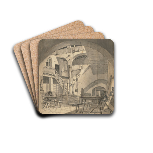 Courtyard of an Italian Tavern by Thomas Adriaensz. Wyck Drink Coasters - set of 4 Courtyard of an Italian Tavern by Thomas Adriaensz. Wyck Drink Coasters - set of 4