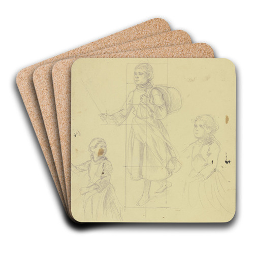 Studienblatt; Bauernmdchen by Jakob Becker Art Drink Coaster set
