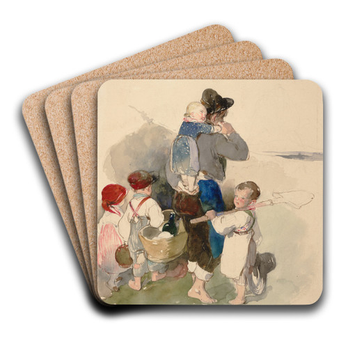 Children on Their Way to Work in the Fields by Peter Fendi Art Drink Coaster set