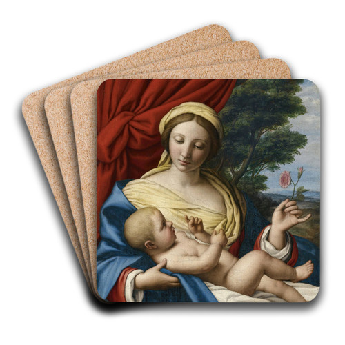 The Virgin Of The Rose by Giovanni Battista Salvi da Sassoferrato Art Drink Coaster set