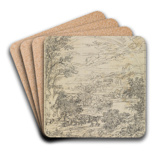 Heroische Landschaft mit Regenbogen by Joseph Anton Koch Art Drink Coaster set