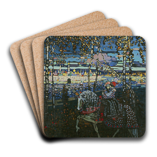 Riding Couple by Wassily Kandinsky Art Drink Coaster set
