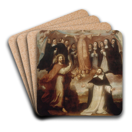Allegory of the Virgin Patroness of the Dominicans by Miguel Cabrera Art Drink Coaster set
