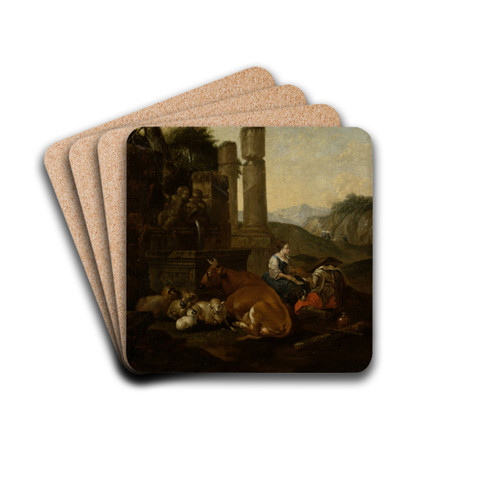 Shepherds in the Roman Campagna by Theodor Roos Drink Coasters - set of 4