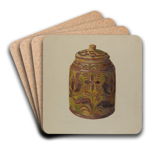 Pa. German Covered Jar by William L. Antrim Art Drink Coaster set