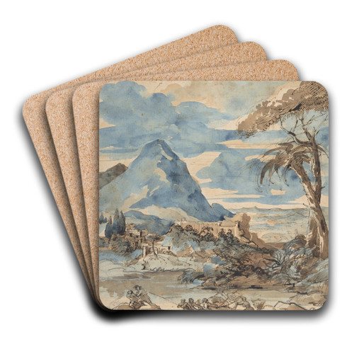 Landscape with Fishermen by Thodore Gricault Art Drink Coaster set
