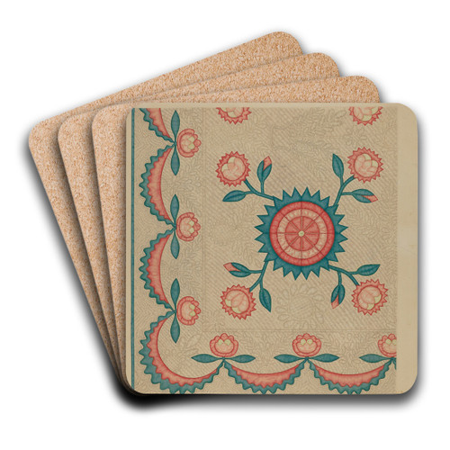 Appliqued Quilt by Lon Cronk Art Drink Coaster set Appliqued Quilt by Lon Cronk Art Drink Coaster set