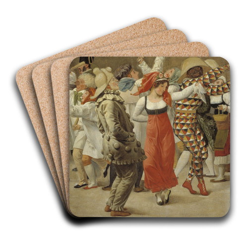 The Carnival in Rome. Fragment by Christoffer Wilhelm Eckersberg Art Drink Coaster set