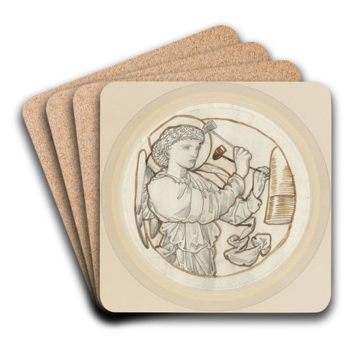 Angel Playing on Bells by Sir Edward Coley Burne-Jones Art Drink Coaster set