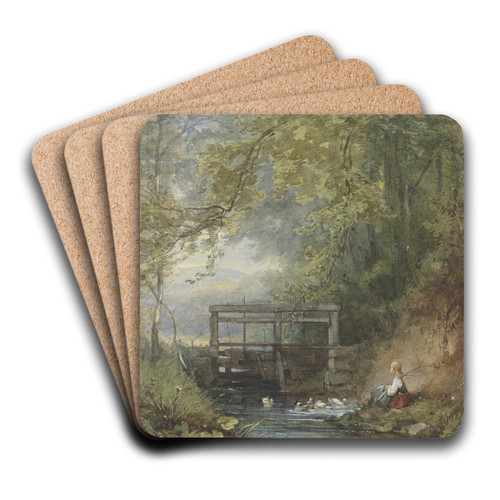 Gnsehirtin an einer Schleuse by Philipp Rumpf Art Drink Coaster set