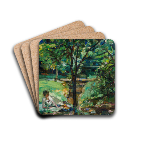 Picknick an der Alz by Hiasl Maier-Erding Drink Coasters - set of 4