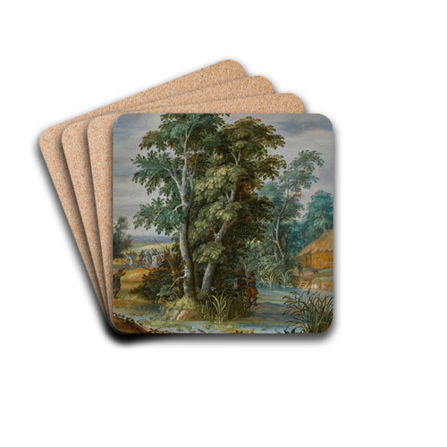 An ambush in a wooded landscape by Alexander Keirincx Drink Coasters - set of 4