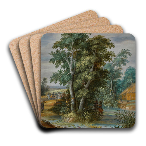 An ambush in a wooded landscape by Alexander Keirincx Art Drink Coaster set