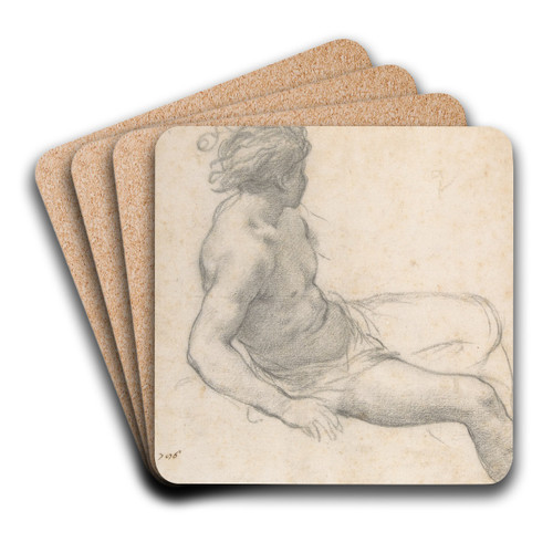 Study of a Seated Youth for the Age of Gold by Pietro da Cortona Art Drink Coaster set