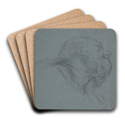 Head of a Bearded Man Looking to Upper Right by Ciro Ferri Art Drink Coaster set