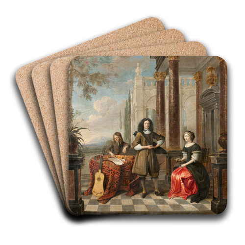 Portrait of a Family by Hieronimus Janssens Art Drink Coaster set Portrait of a Family by Hieronimus Janssens Art Drink Coaster set