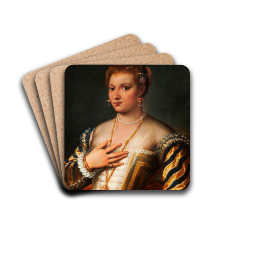 Portrait of a young Venetian woman by Francesco Montemezzano Drink Coasters - set of 4