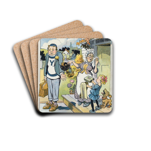 When duty calls by Louis Glackens Drink Coasters - set of 4 When duty calls by Louis Glackens Drink Coasters - set of 4