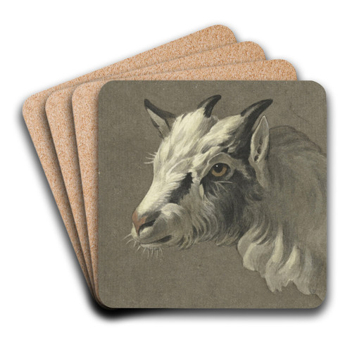 Kop van een geit, naar links by Jean Bernard Art Drink Coaster set