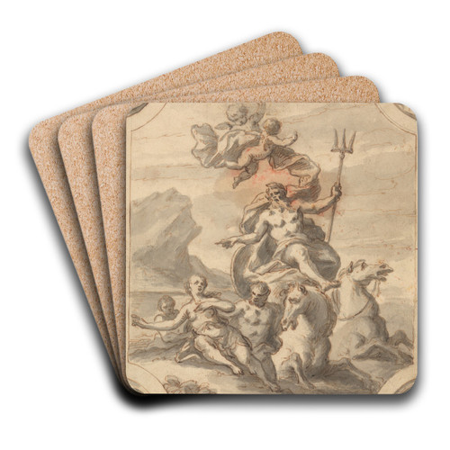 Neptune by Sir James Thornhill Art Drink Coaster set Neptune by Sir James Thornhill Art Drink Coaster set