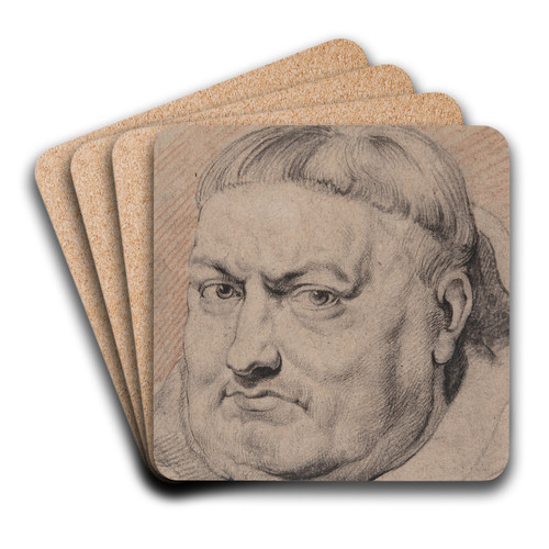 Hoved af en munk, kvartprofil tv by Willem Panneels Art Drink Coaster set
