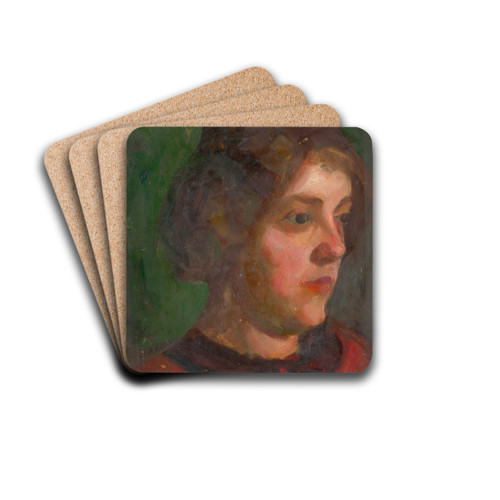 A study of a girl's head by udovt Pitthordt Drink Coasters - set of 4