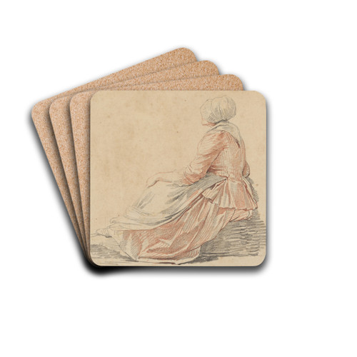 Seated Woman in Profile by Nicolas Bernard Lpici Drink Coasters - set of 4