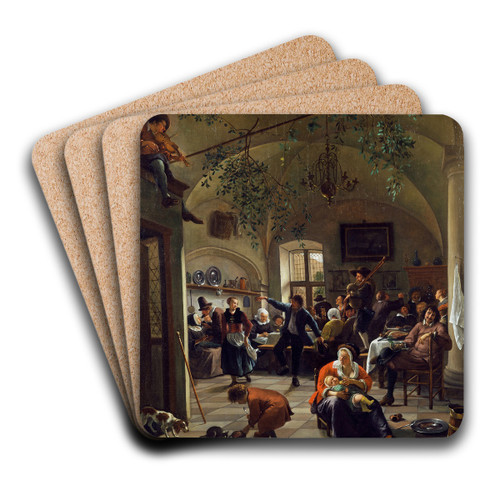 Merrymaking in a Tavern by Jan Steen Art Drink Coaster set
